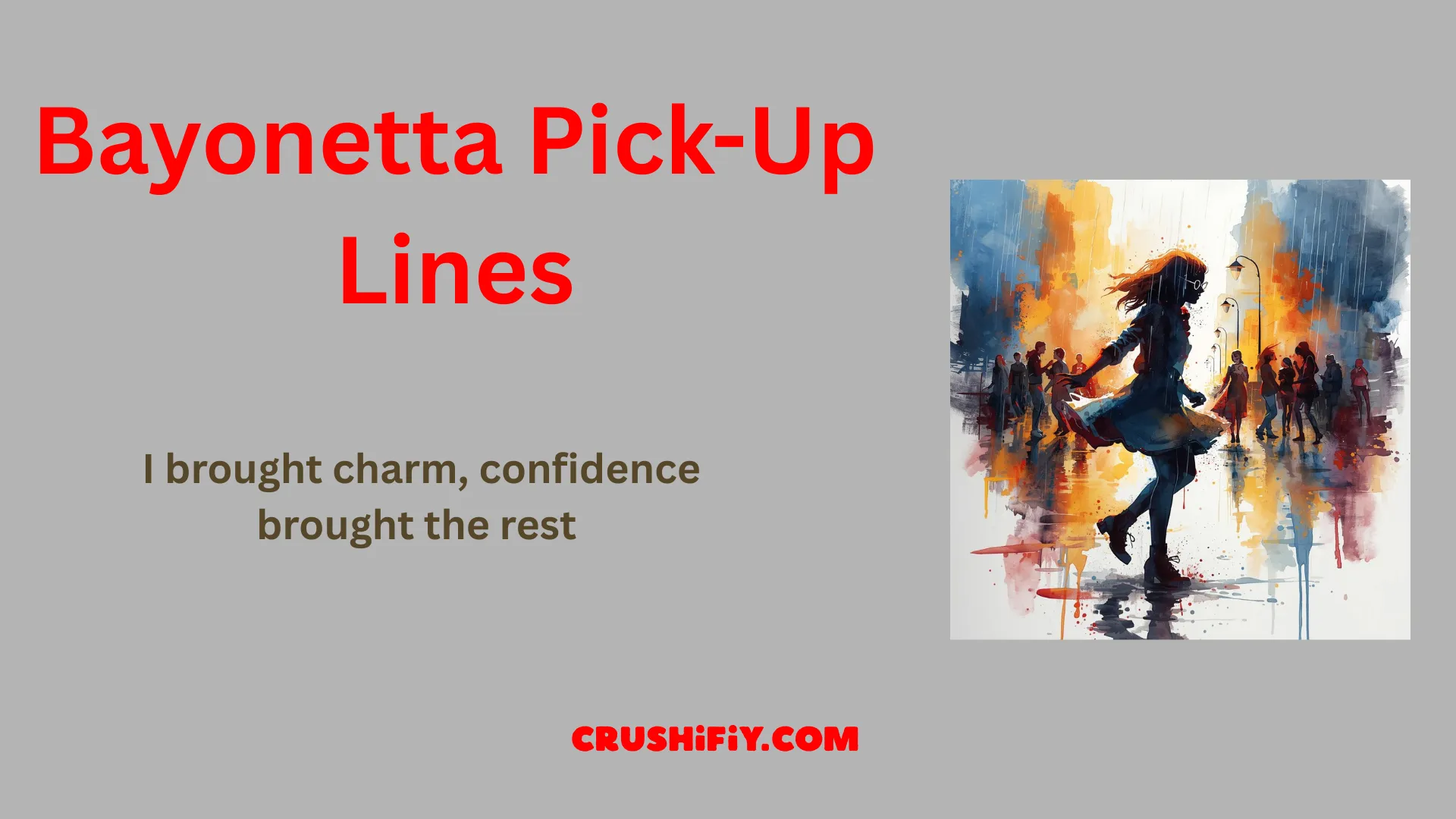 Bayonetta Pick-Up Lines illustrated character style with bold branding intent