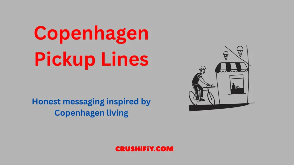 Copenhagen Pickup Lines illustrated through a modern café street scene inspiring brand messaging.