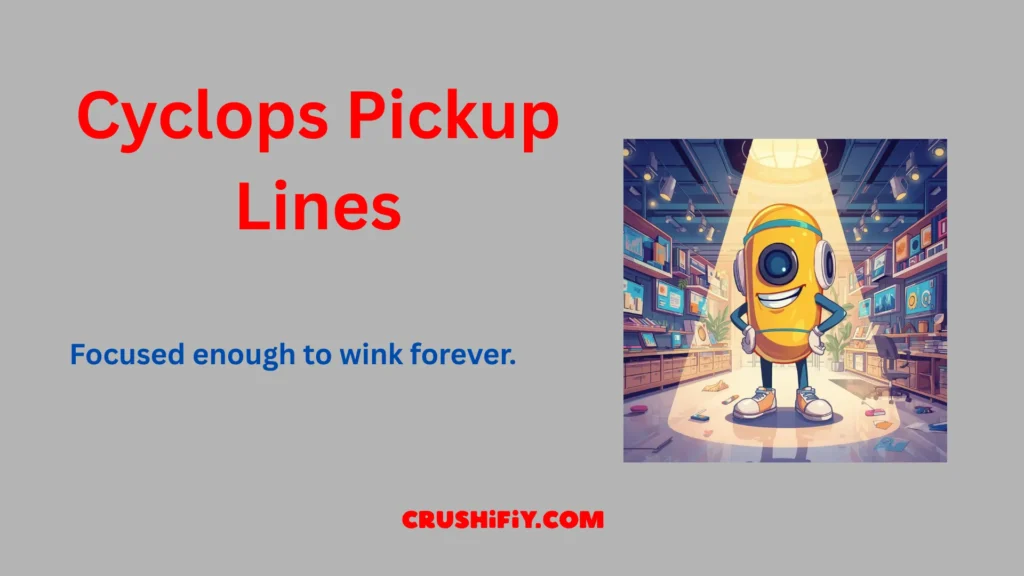 Cyclops Pickup Lines illustration of a one-eyed mascot in a brand marketing studio