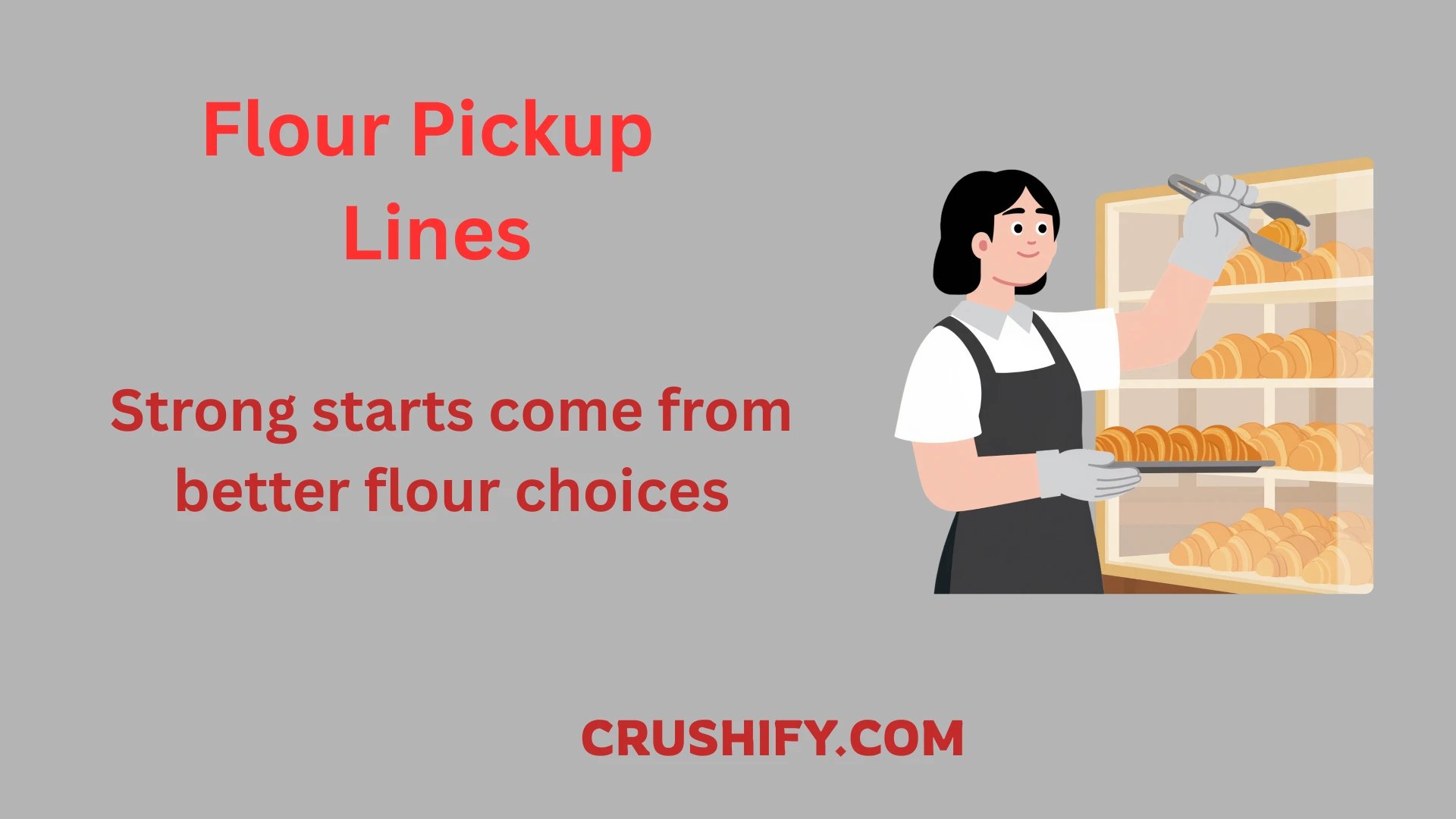 Flour pickup lines shown through branded flour packaging in a modern bakery marketing scene