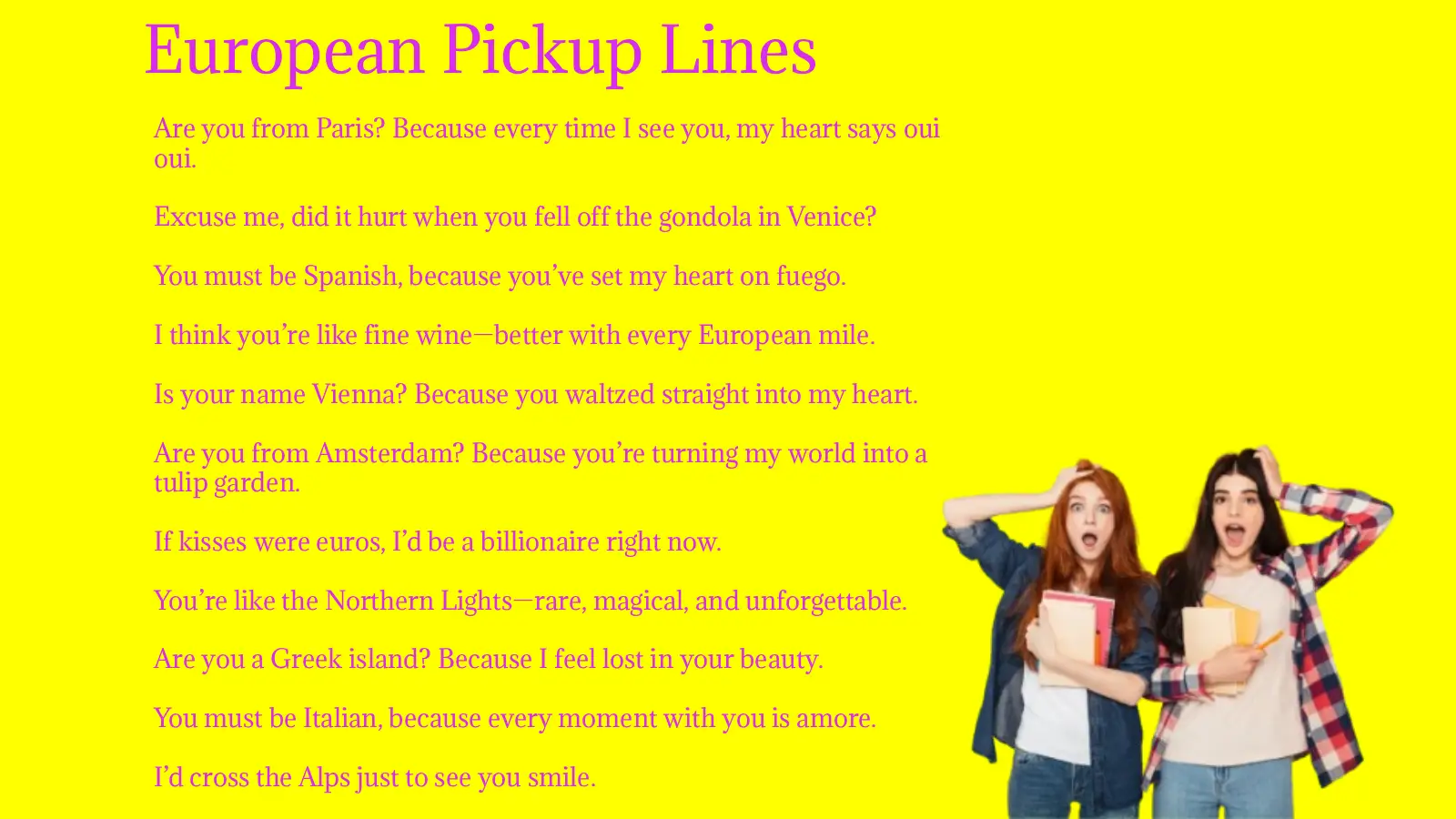 European Pickup Lines 2026