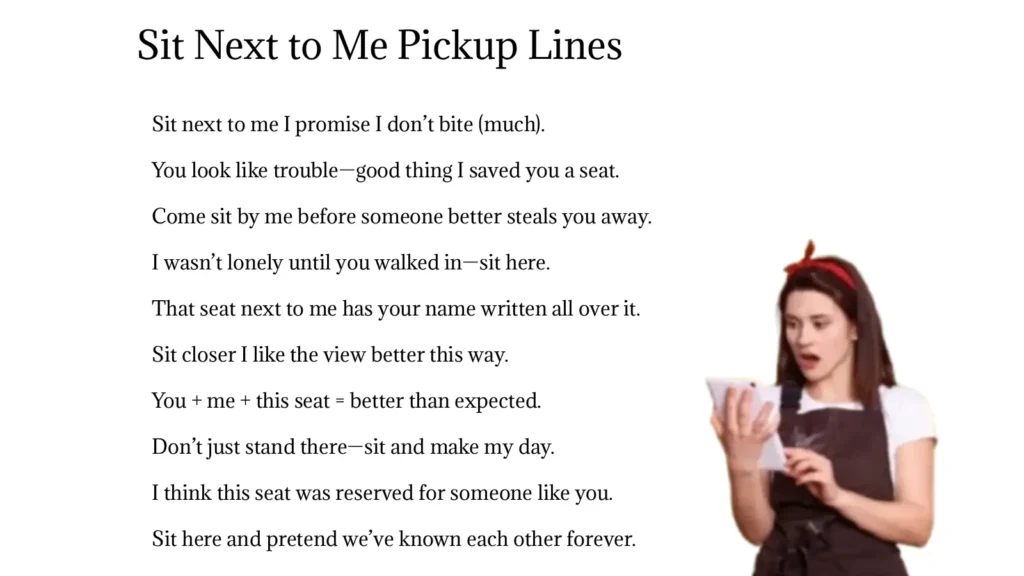 Sit Next to Me Pickup Lines