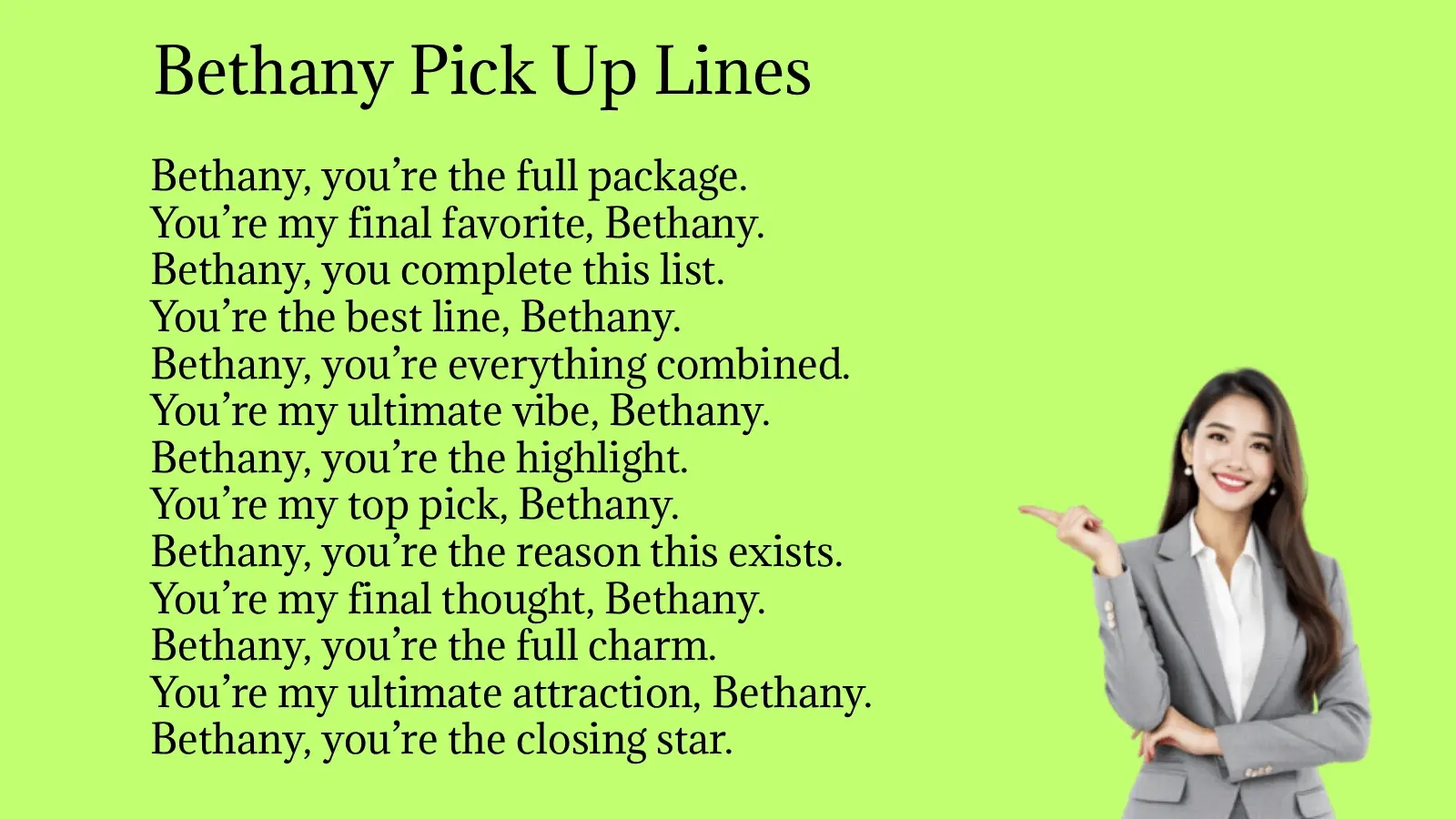 Bethany Pick Up Lines