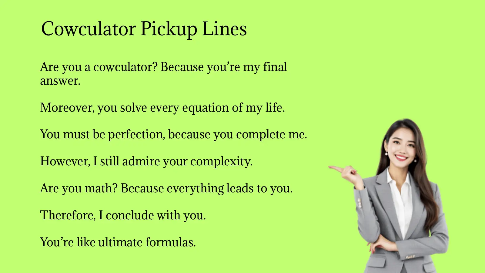 Cowculator Pickup Lines